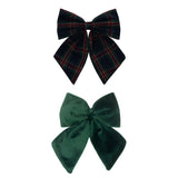 Mimi & Lula Tartan Agnes Bow 2'li Toka - Green
