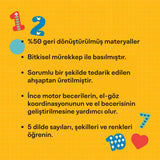 Petit Collage Ahşap Yapboz - Sayılar, Şekiller, Renkler