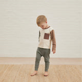 Quincy Mae Uzun Kollu Cepli T-shirt | Ivory Colorblock
