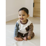 Quincy Mae Uzun Kollu Cepli T-shirt | Ivory Colorblock