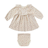 Quincy Mae Uzun Kollu Fırfırlı Elbise | Blush Floral