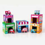 Ooly Stackables Karton Blok Oyun Seti - Rainbow Town