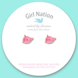 Girl Nation Küpe - Glitter Pink Narwhal