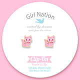 Girl Nation Klipsli Küpe - Pink Kitty
