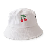 Çocuk Kanvas Cherries Şapka - Beyaz