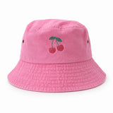 Çocuk Kanvas Cherries Şapka - Pembe