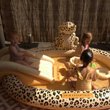 Swim Essentials Fıskiyeli ve Kaydıraklı Şişme Havuz - Beige Leopard