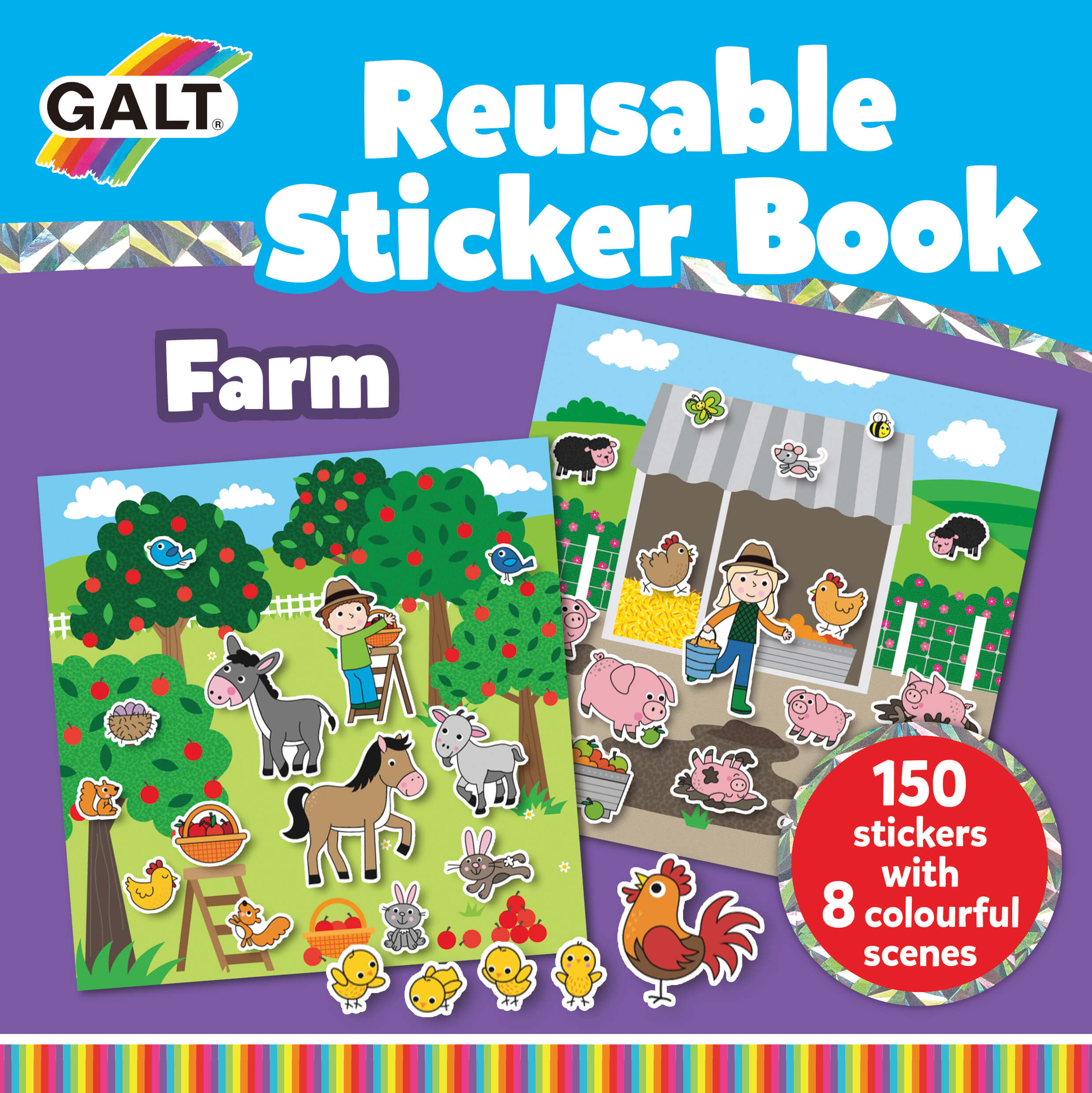  Galt Reusable Sticker Book - Farm 3 Yaş+