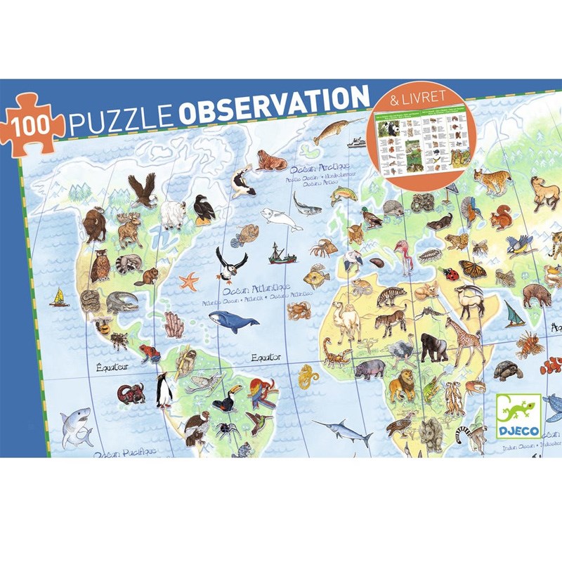 Djeco Klasik Puzzle 100 Parça - Worlds Animals