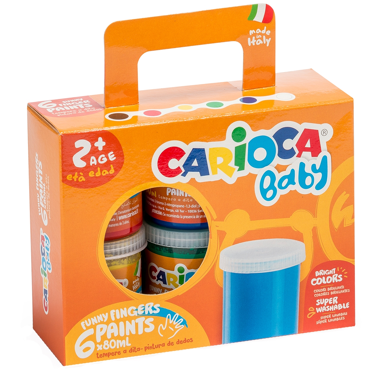 Carioca Bebek Süper Yıkanabilir Parmak Boyası 6 Renk 6x80 ml