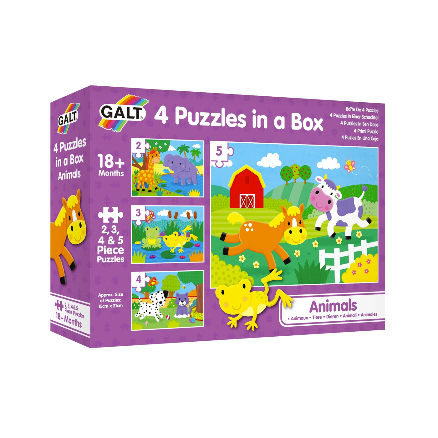 GALT Galt 4 Puzzles in a Box Animals 18 Ay+