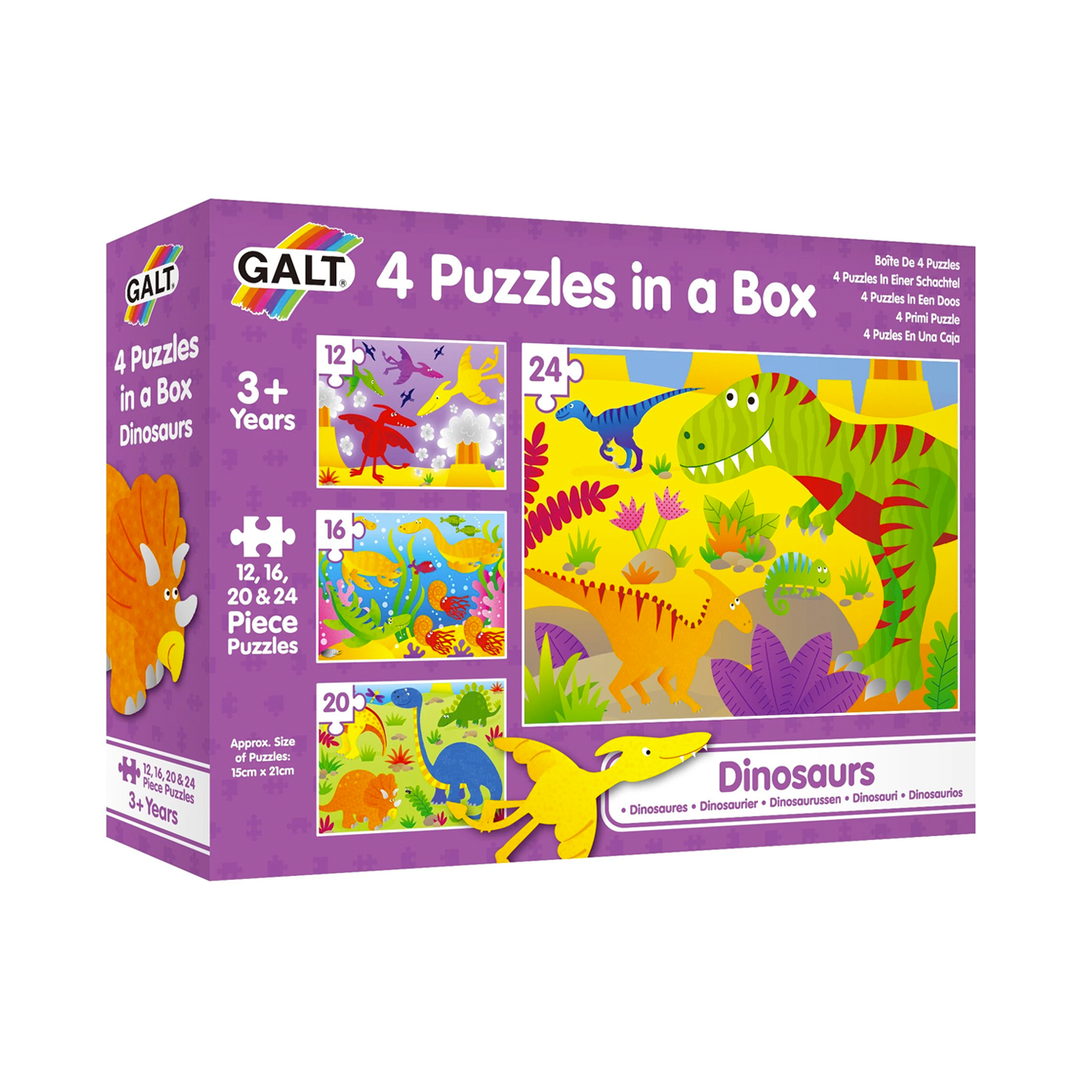  Galt 4 Puzzles in a Box Dinosaurs 3 Yaş+