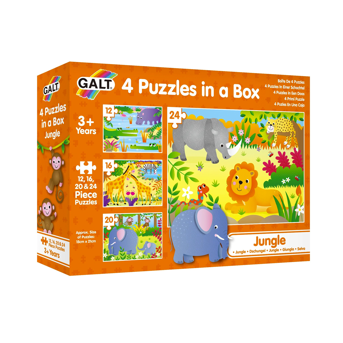 GALT Galt 4 Puzzles in a Box Jungle 3 Yaş+