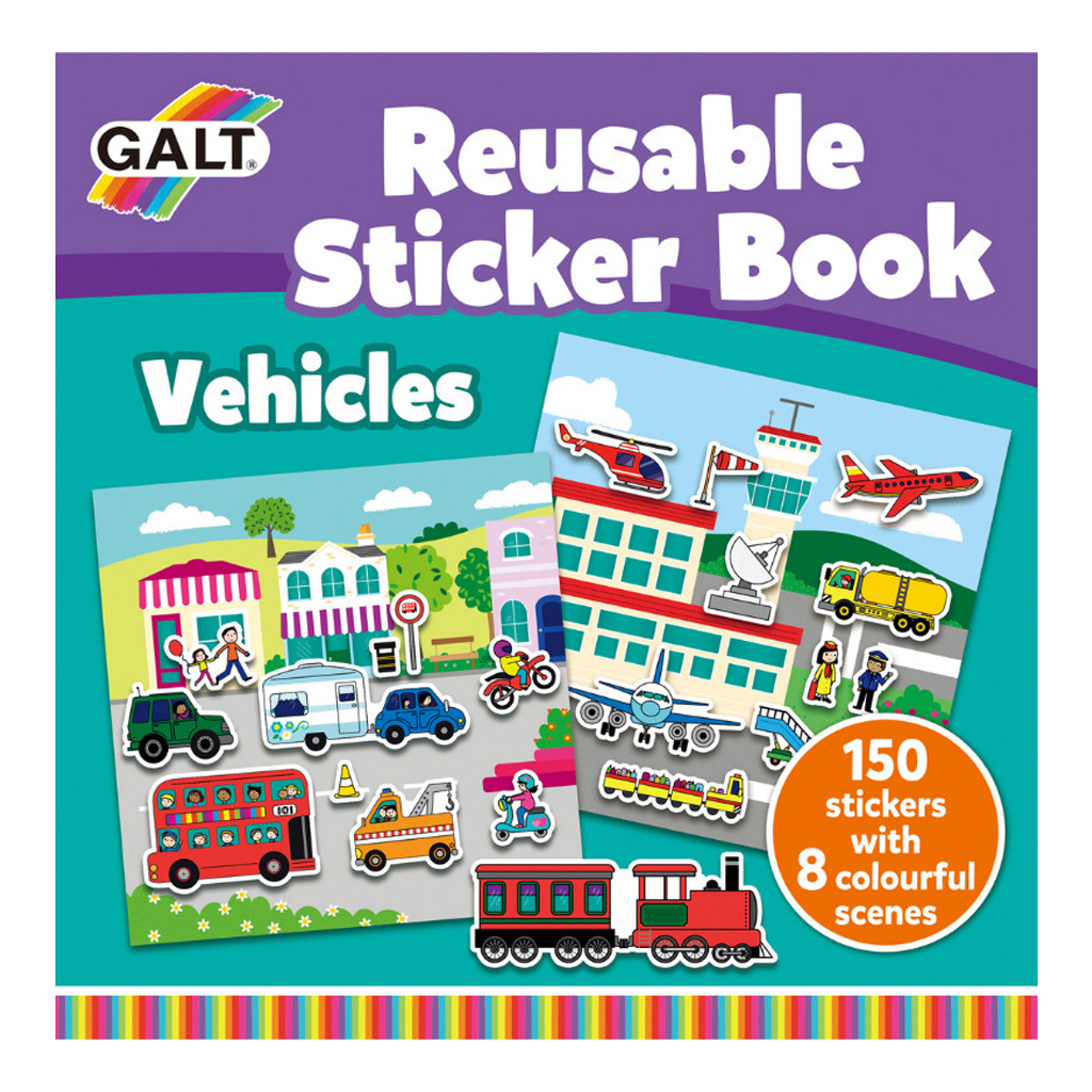 Galt Reusable Sticker Book - Vehicles 3 Yaş+