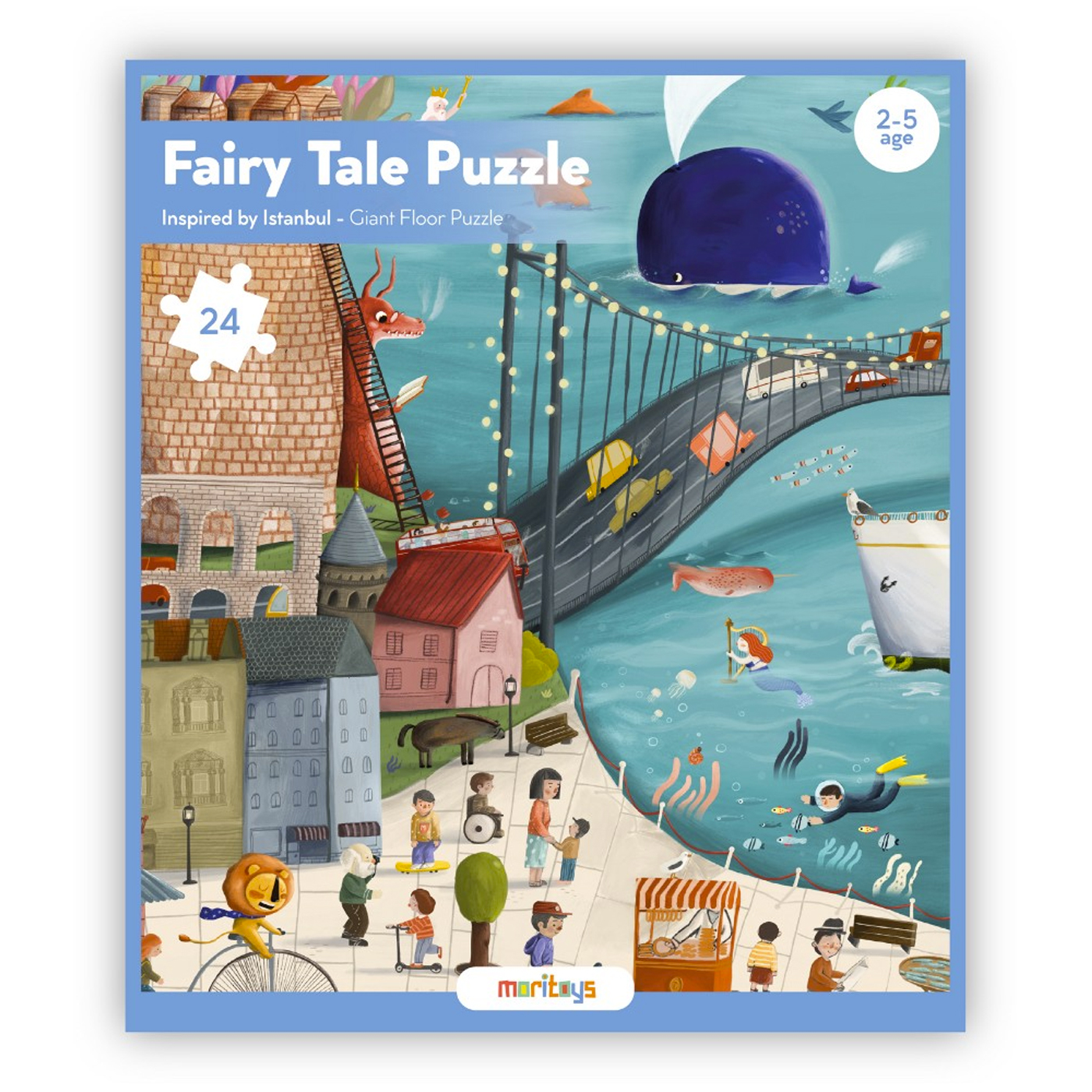  Moritoys Fairy Tale Puzzle - 24 Parça Çantalı Dev Yer Puzzle ve Posteri
