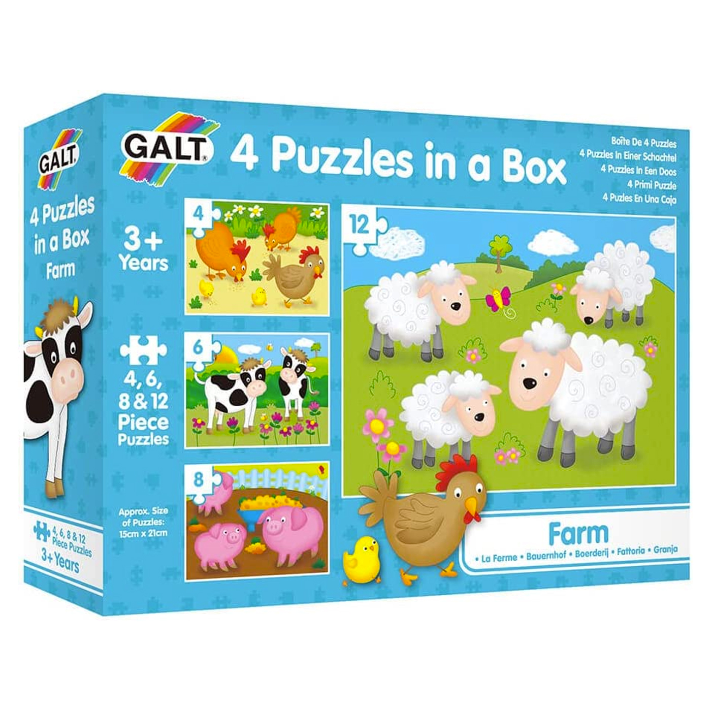 GALT Galt 4 Puzzles in a Box Farm 3 Yaş+