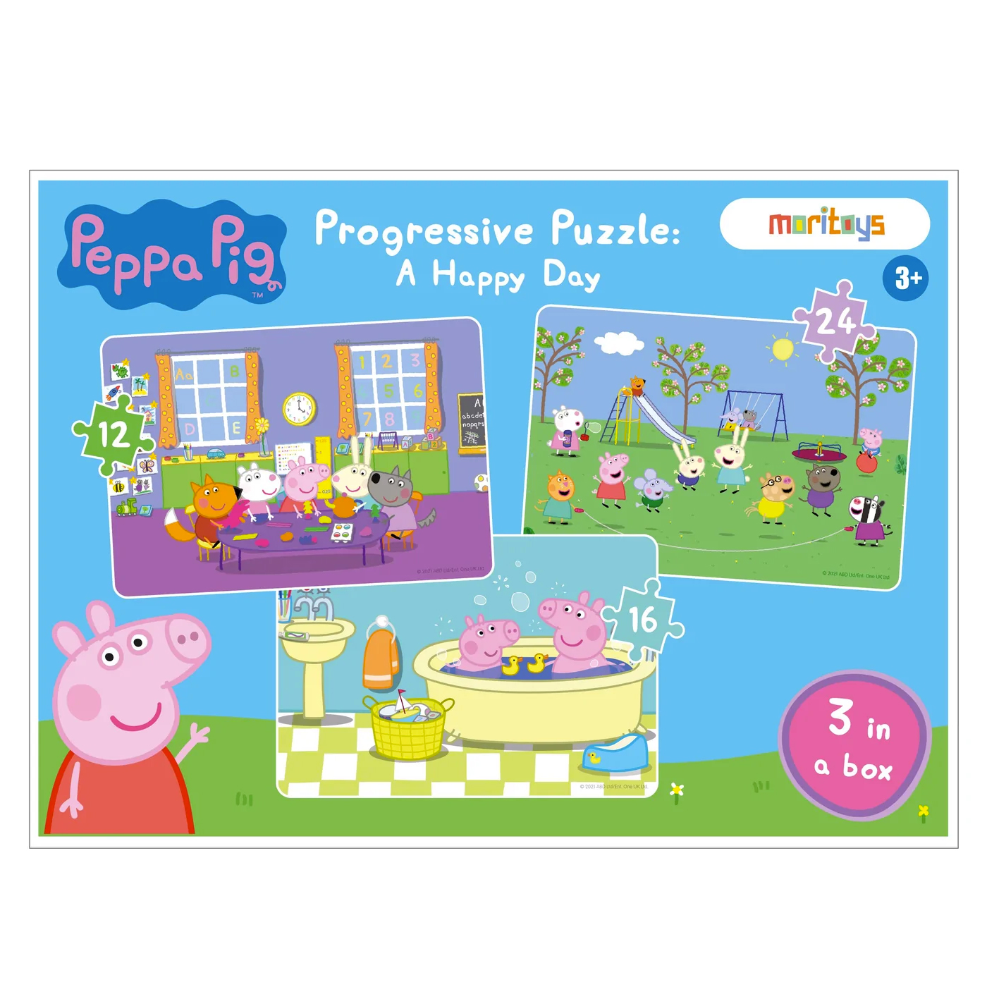  Peppa Pig: 3'lü Puzzle - A Happy Day (12 - 16 - 24 Parça Yapboz)