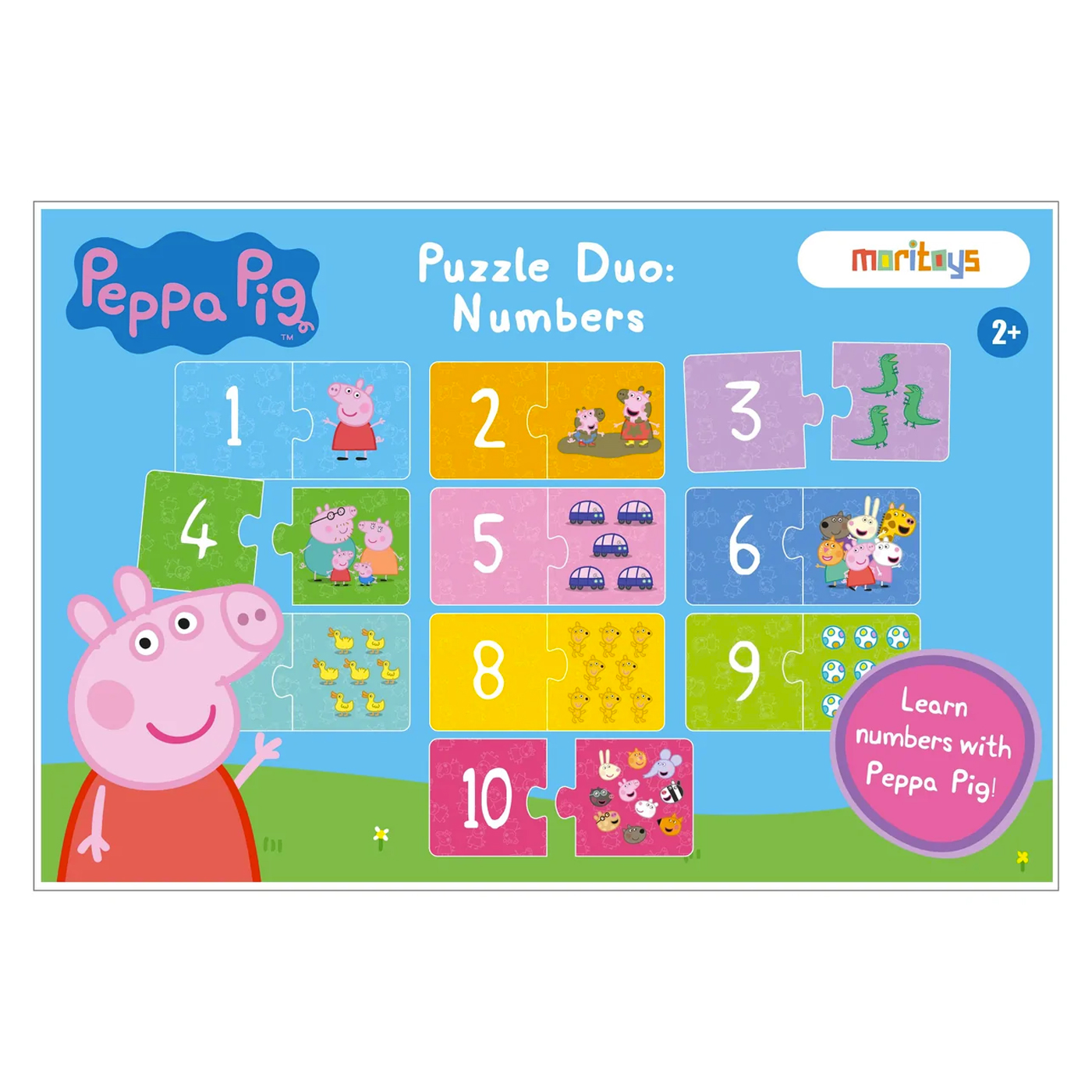 MORİTOYS Peppa Pig: İkili Puzzle - Sayılar 10'lu Yapboz Seti