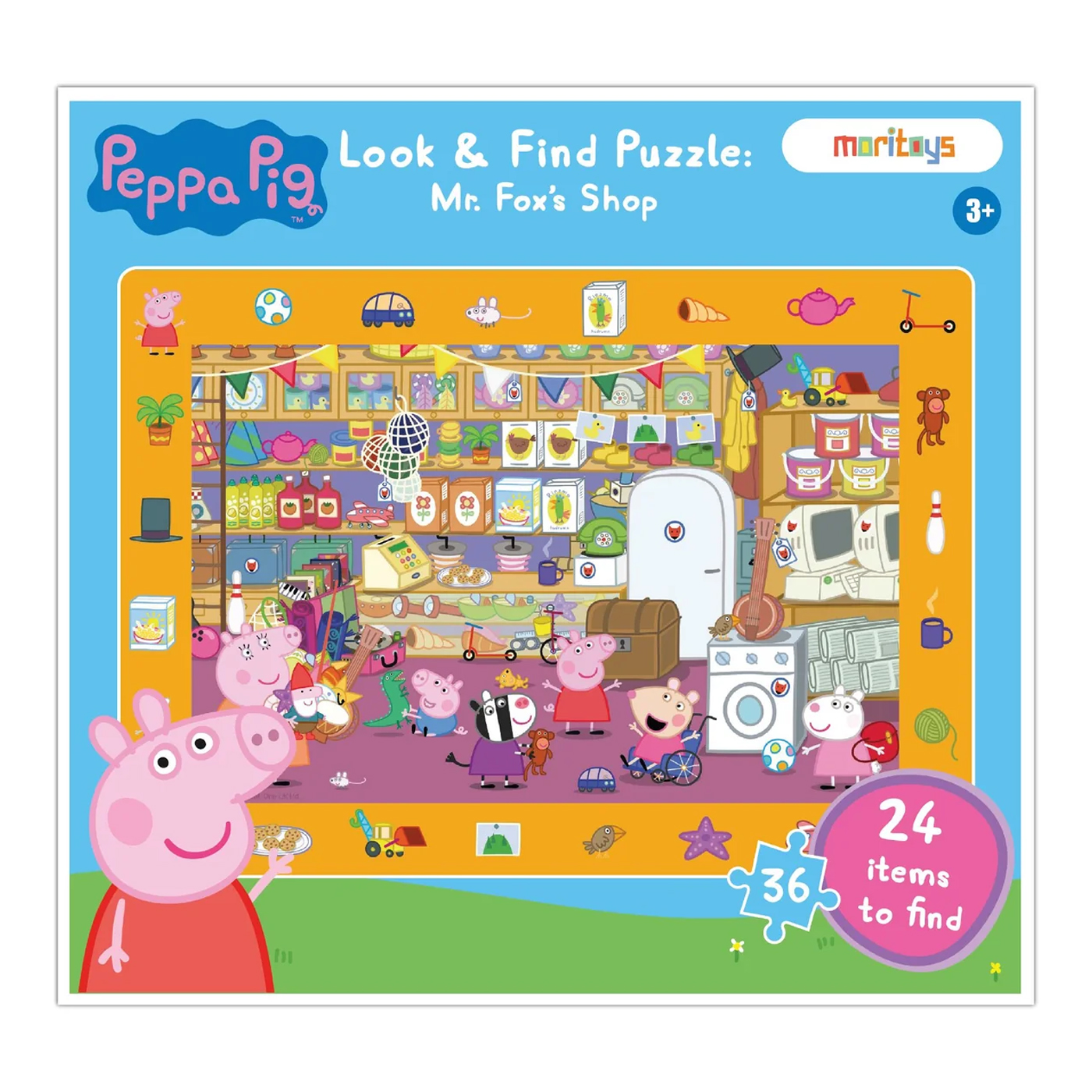 MORİTOYS Peppa Pig - Look & Find Puzzle: Mr. Fox's Shop - 36 Parçalı Yapboz ve Gözlem Oyunu