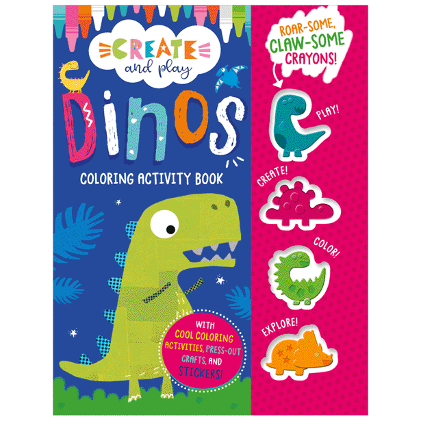 MAKE BELIEVE IDEAS Create And Play Dinos Colouring Activity Book