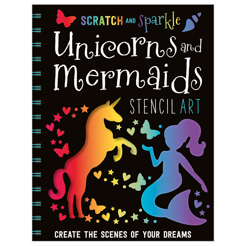 MAKE BELIEVE IDEAS Scratch And Sparkle Unicorns And Mermaids Stencil Art