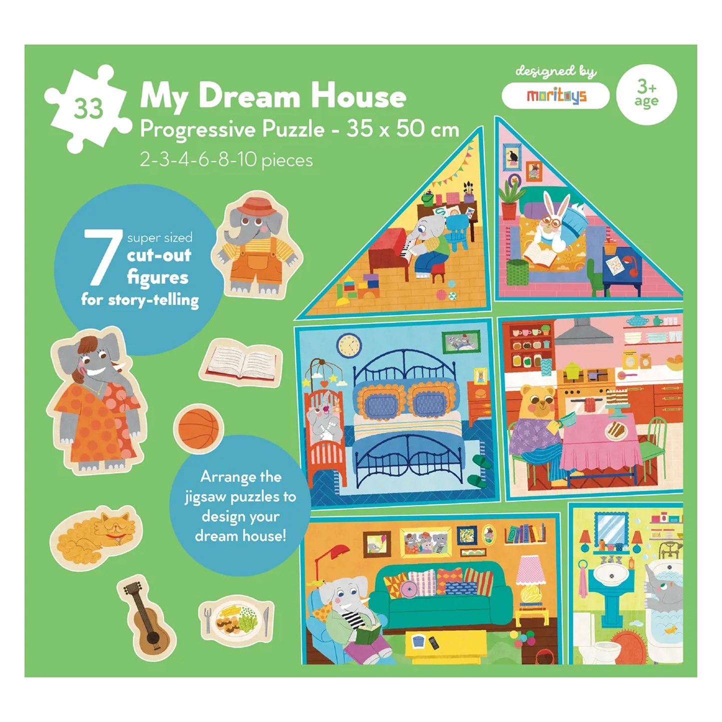 MORİTOYS Moritoys My Dream House: 6 in 1 Puzzle ile Hayalindeki Evi İnşa Et