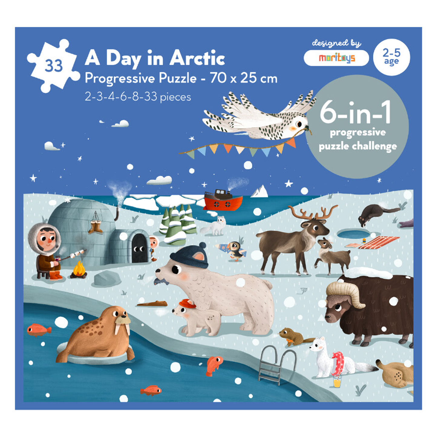  Moritoys A Day in Arctic: 6 in 1 Puzzle ile Kuzey Kutbunu Keşfet