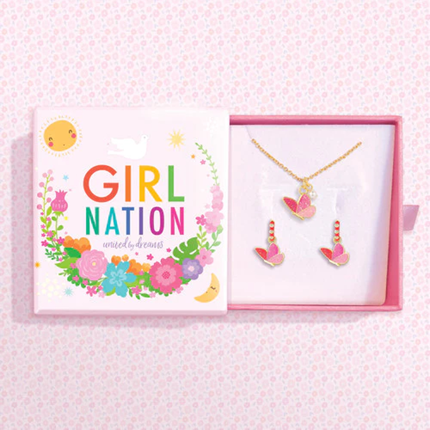  Girl Nation Necklace & Earrings Kolye Küpe Hediye Seti - Butterfly Dreams