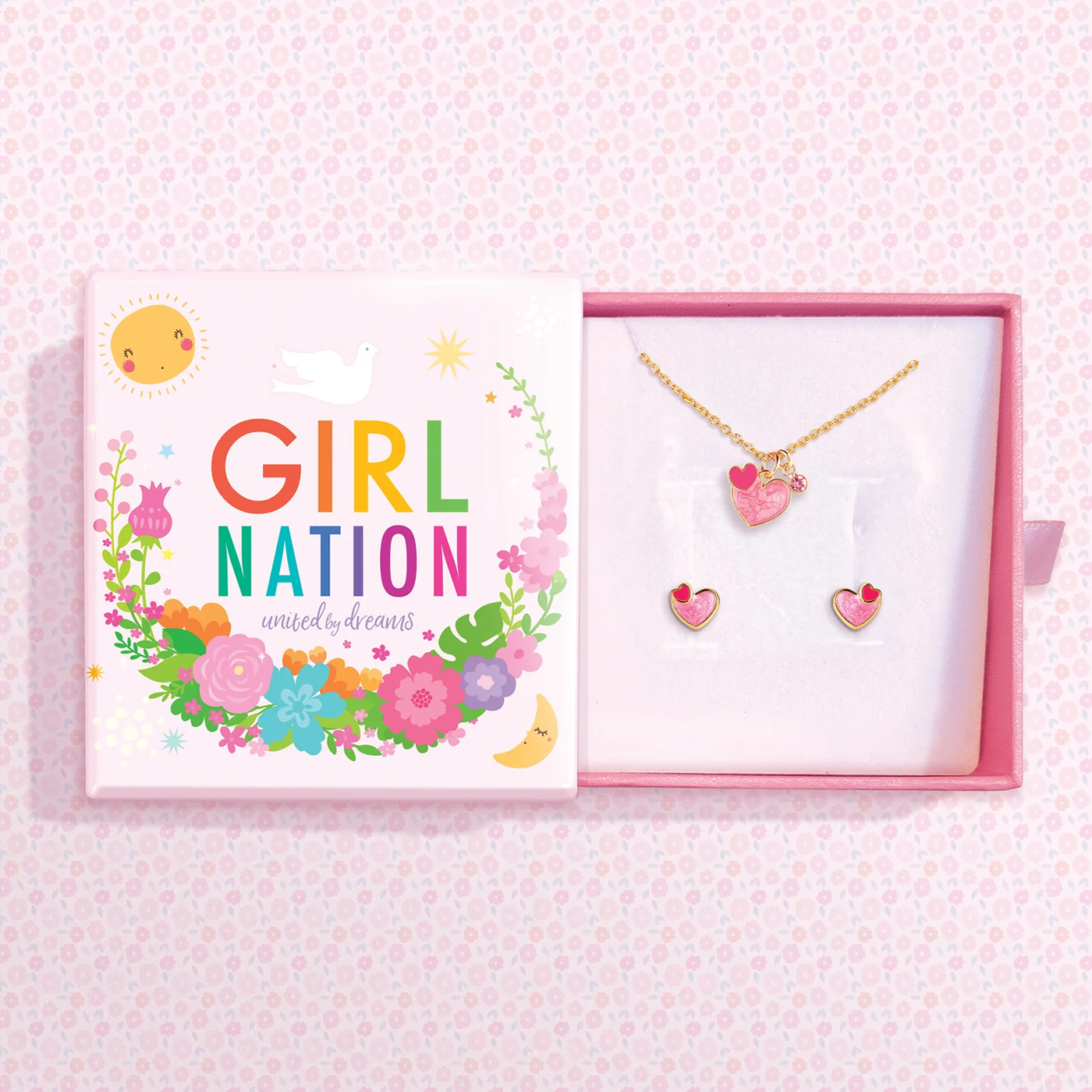 GIRL NATION Girl Nation Necklace & Earrings Kolye Küpe Hediye Seti - Heart 2 Heart