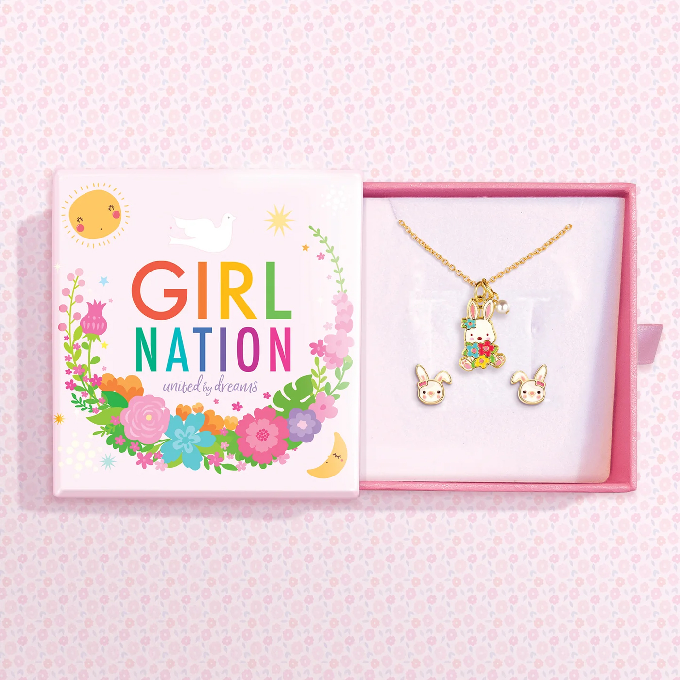  Girl Nation Necklace & Earrings Kolye Küpe Hediye Seti - Bunny & Blooms