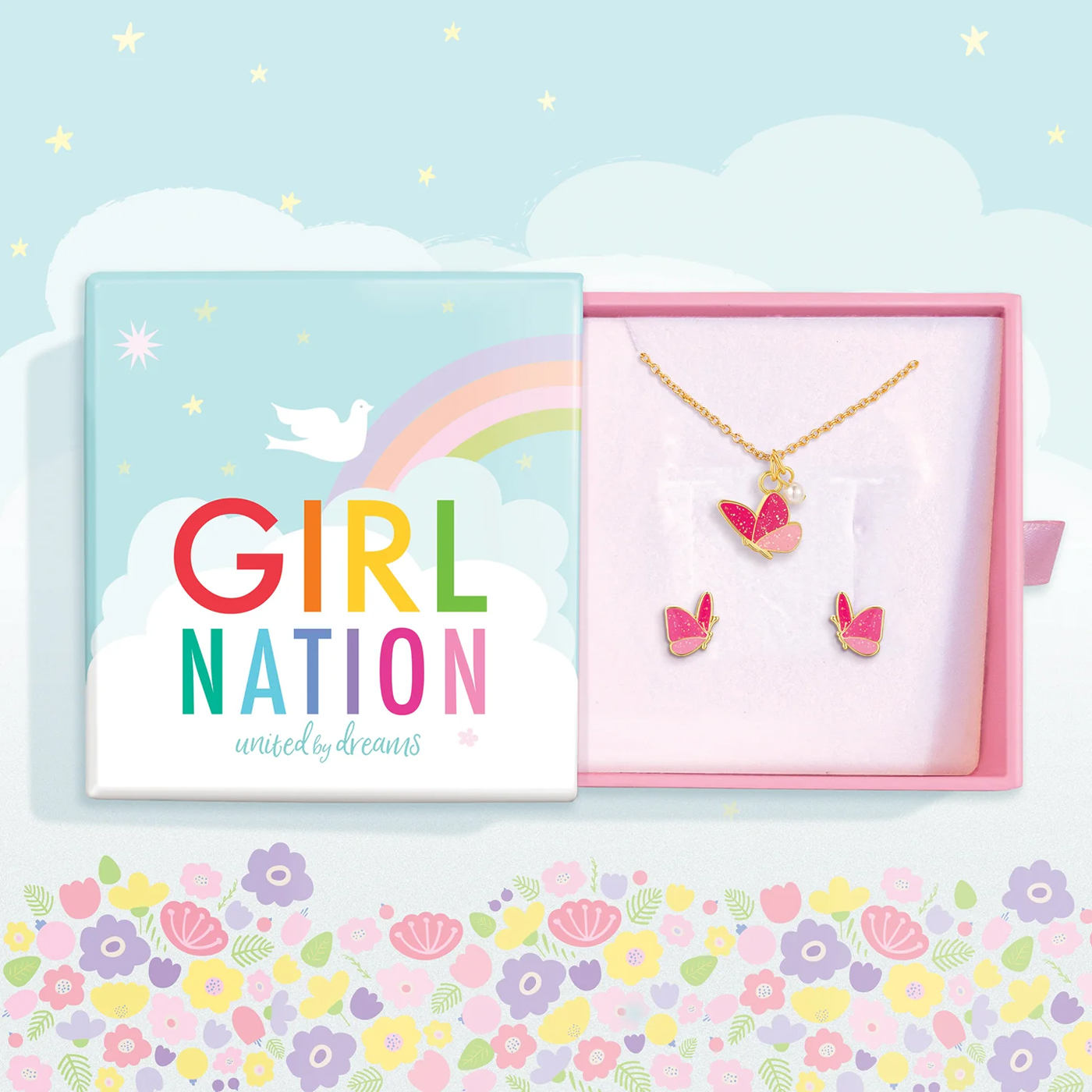 GIRL NATION Girl Nation Necklace & Earrings Kolye Küpe Hediye Seti - Butterfly Dreams