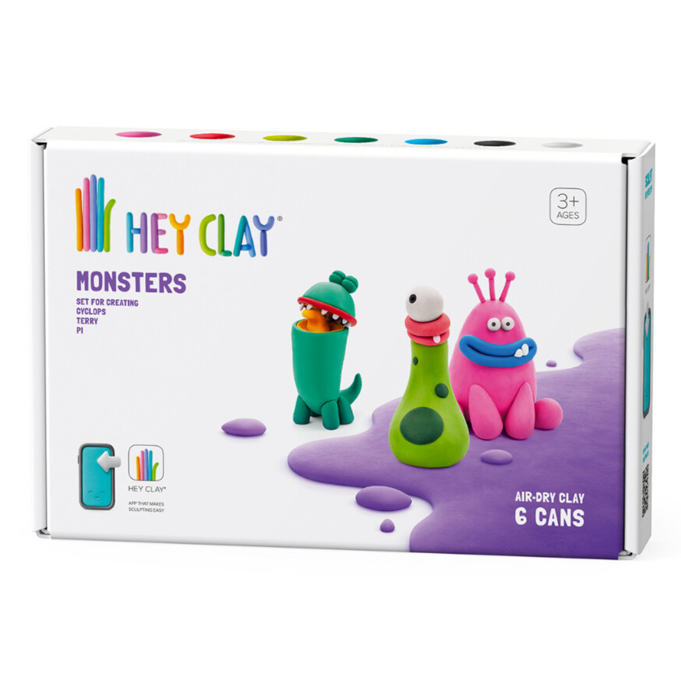 HEY CLAY Hey Clay Hava ile Kuruyan Kil (6'lı kutu) - Monsters (Cyclops, Terry, Pi)