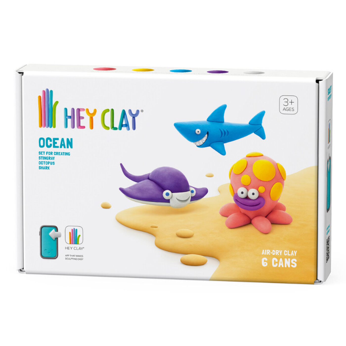  Hey Clay Hava ile Kuruyan Kil (6'lı kutu) - Okyanus (Köpekbalığı, Ahtapot, Vatoz)