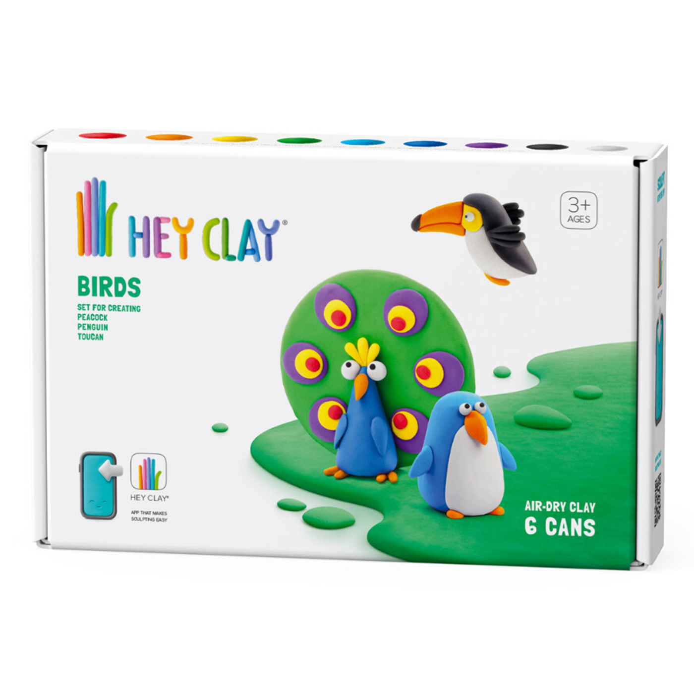  Hey Clay Hava ile Kuruyan Kil (6'lı kutu) - Kuşlar (Tukan, Penguen, Tavuskuşu)