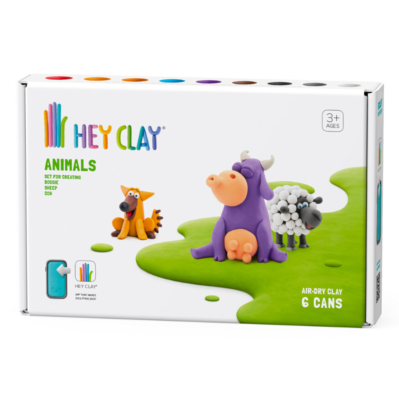 HEY CLAY Hey Clay Hava ile Kuruyan Kil (6'lı kutu) - Hayvanlar (İnek, Köpek, Koyun)