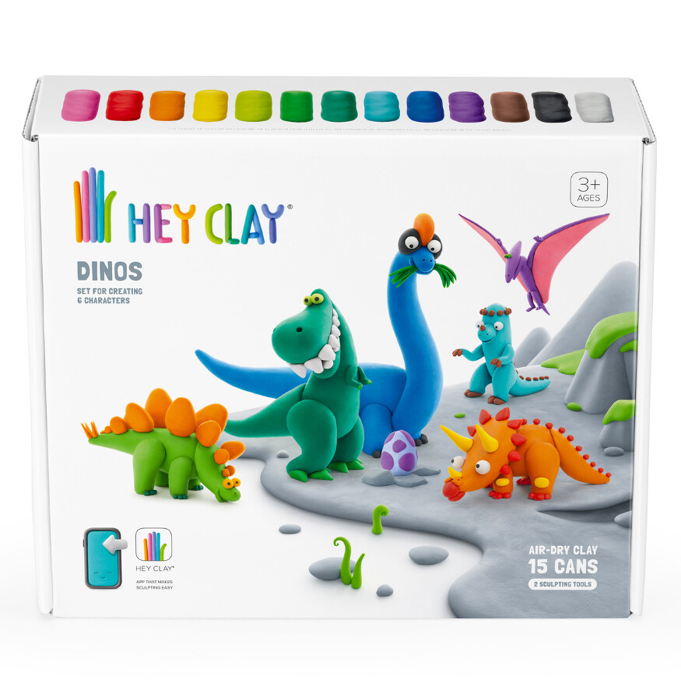 HEY CLAY Hey Clay Hava ile Kuruyan Kil (15'li kutu) - Dinozorlar