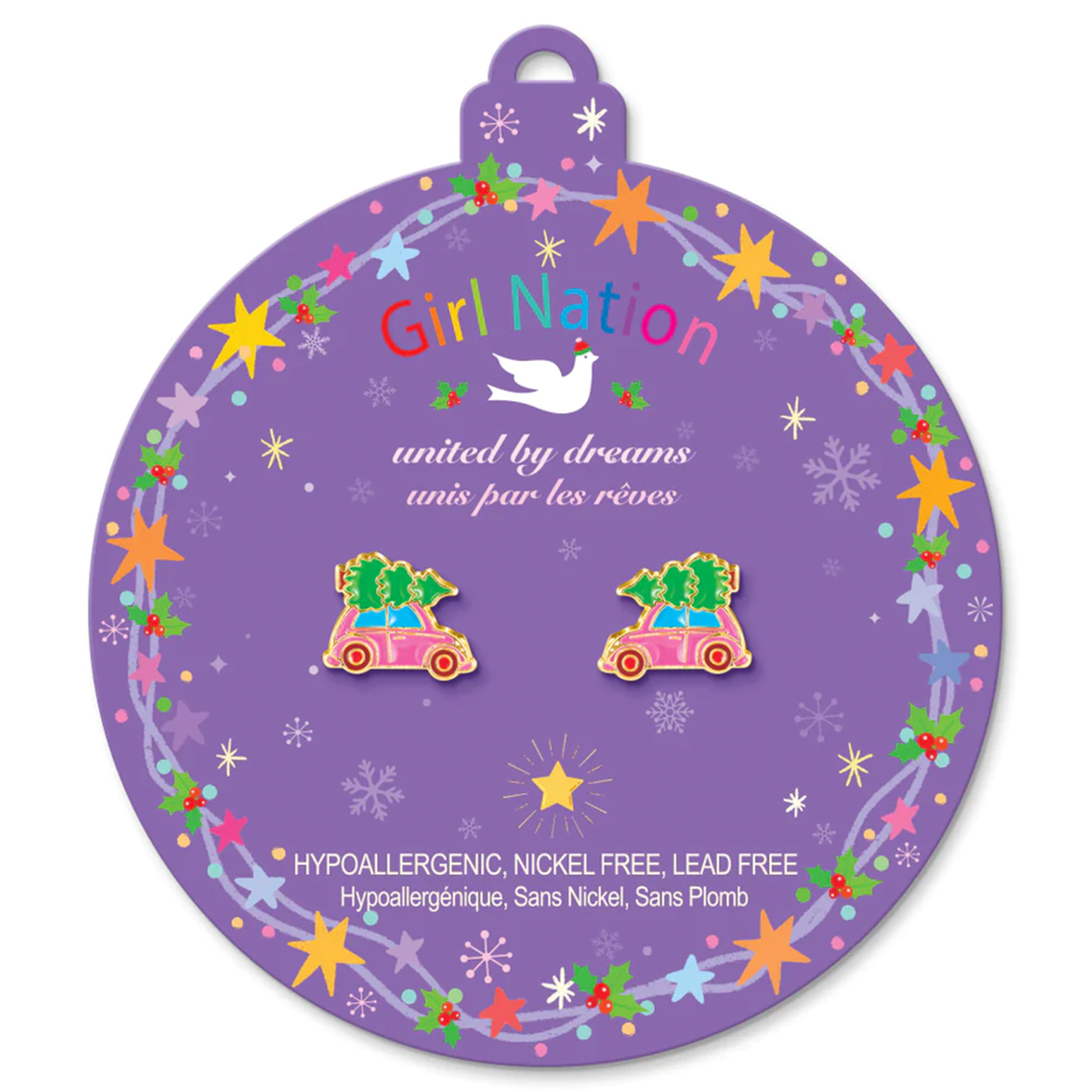  Girl Nation Holiday Studs Küpe - Car with Tree