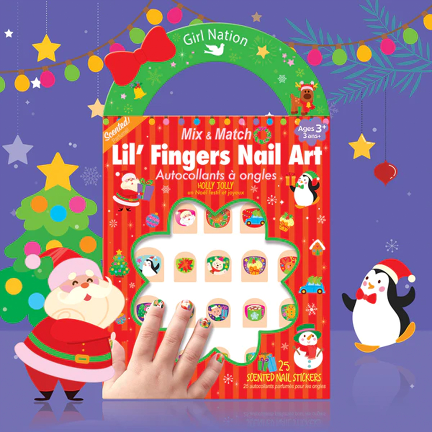 GIRL NATION Girl Nation Lil Fingers Tırnak Sticker - Lil' Fingers Nail Art - Holly Jolly