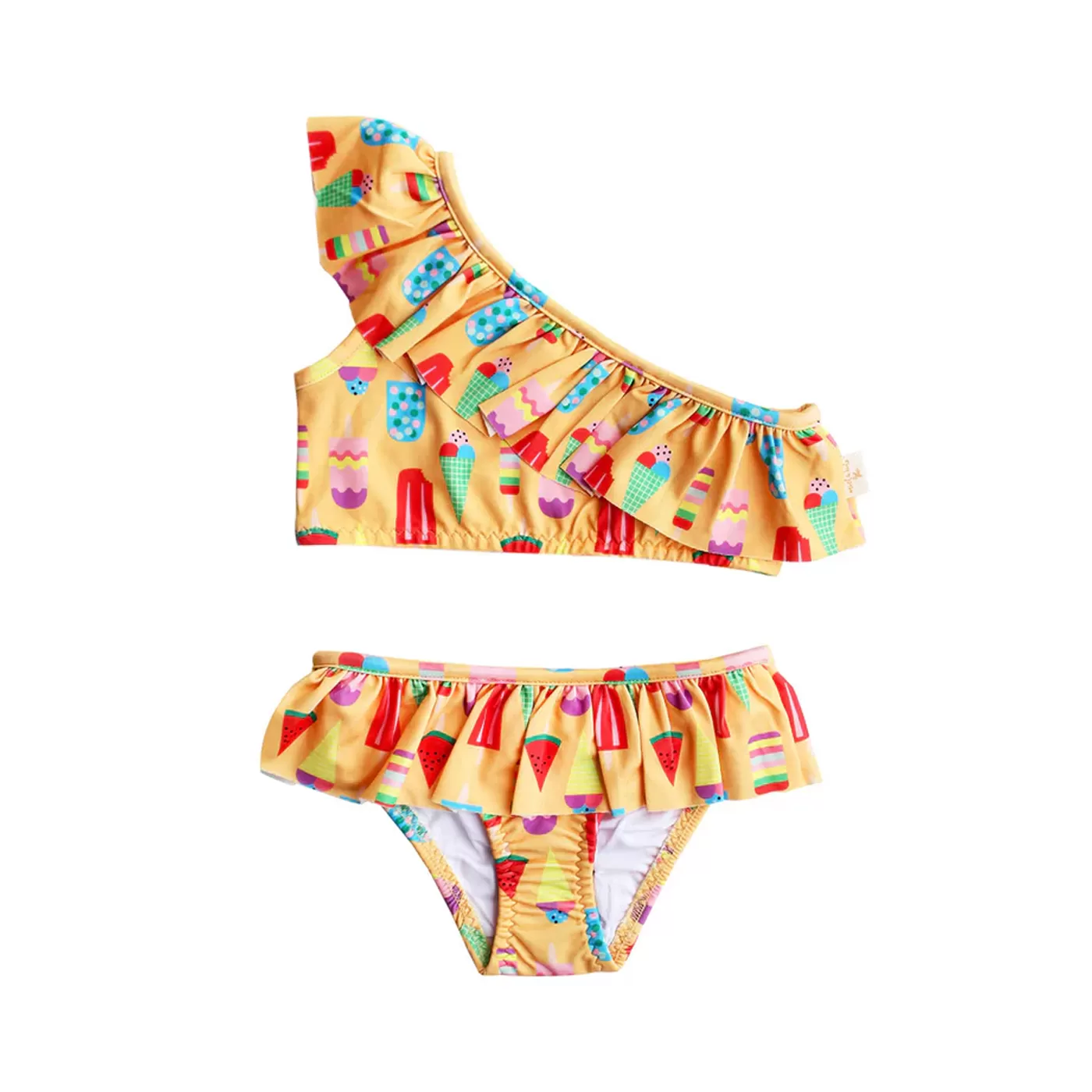  Miela Kids Ruffle Tek Omuz Bikini Set | Ice Cream