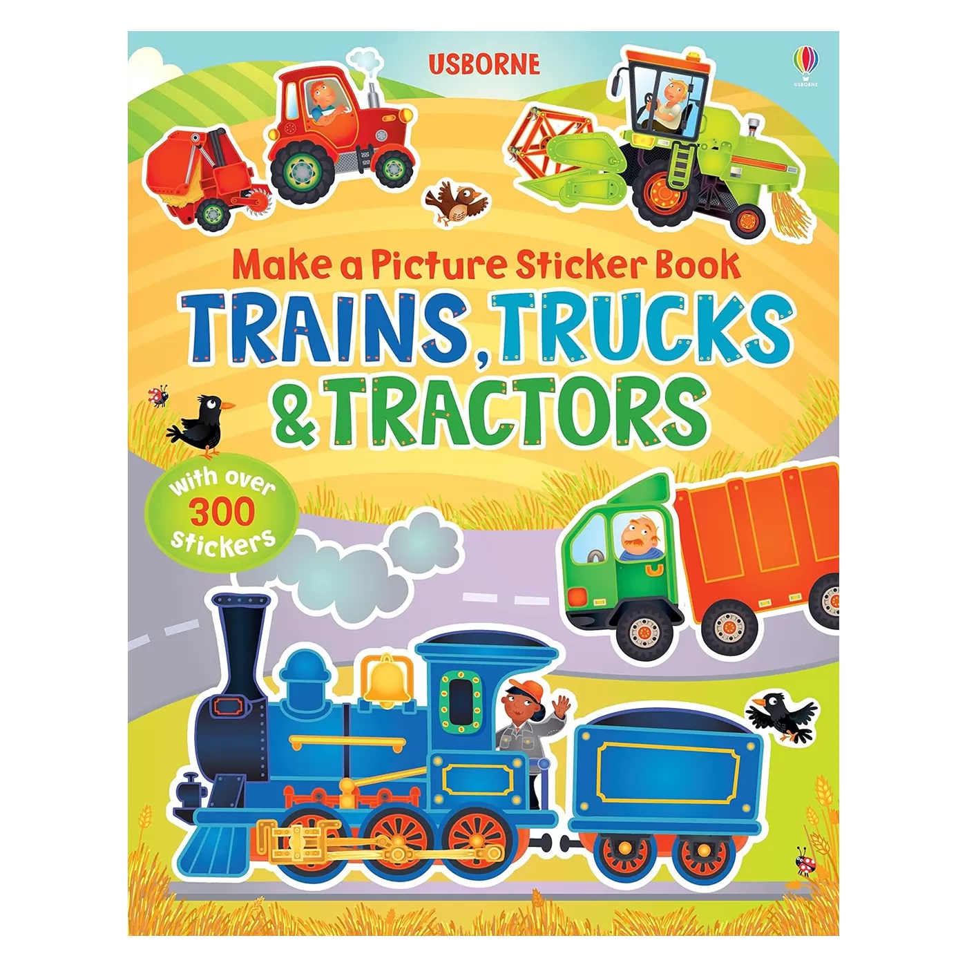 USBORNE Make a Picture Sticker Book Trains, Trucks & Tractors